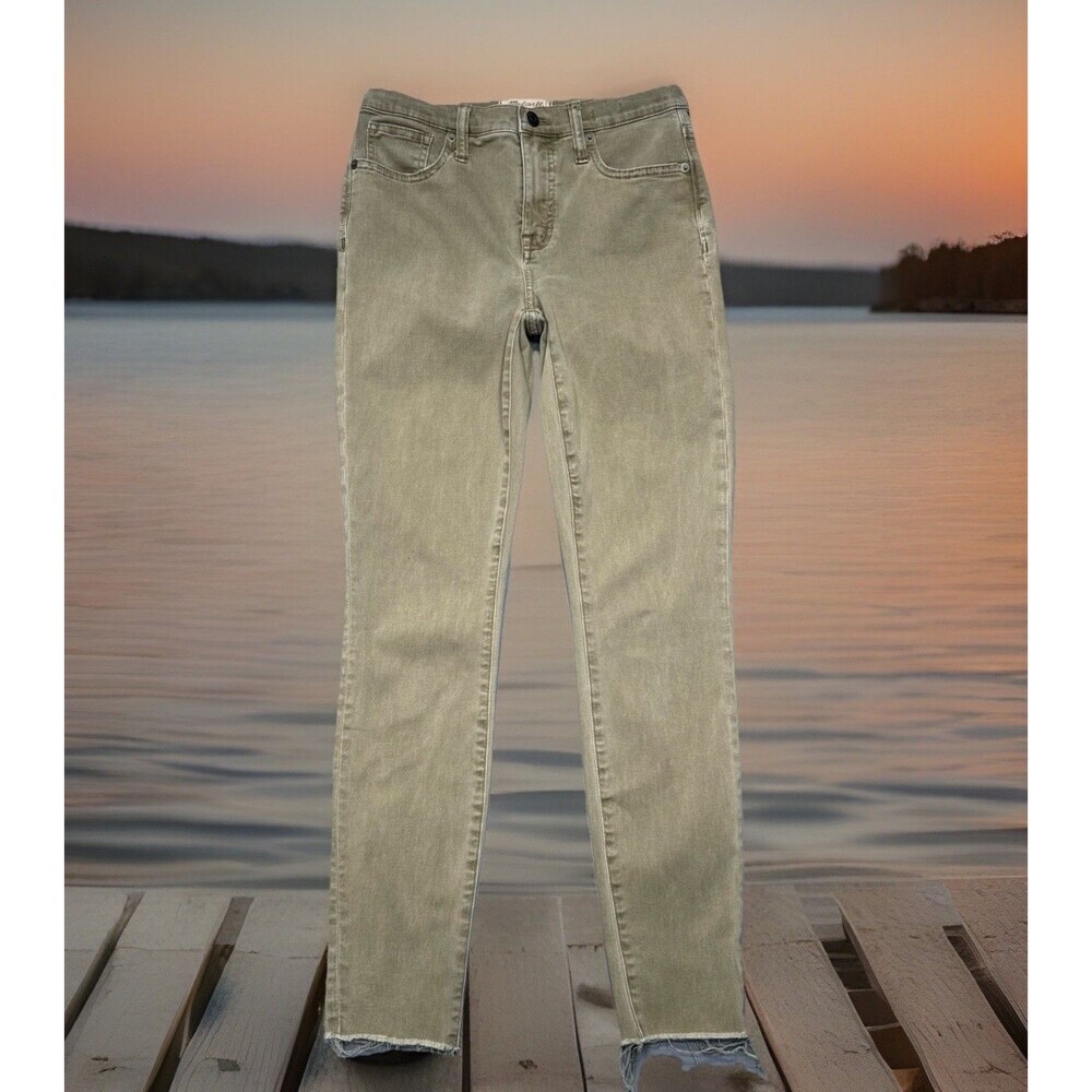 Madewell 9" High Rise Skinny Jeans 26 (26x27) Sage Green Stretch Denim Womens